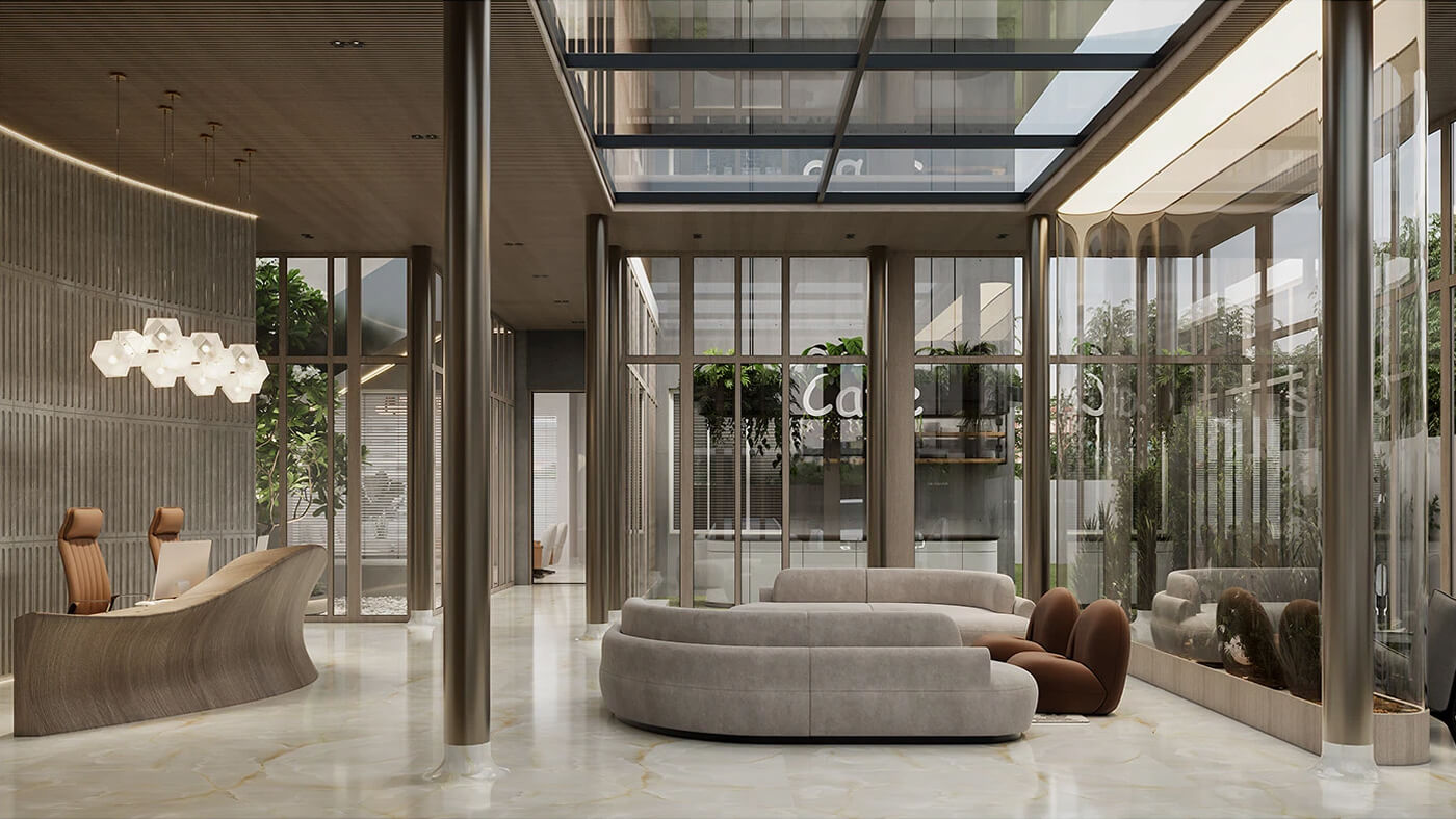 Sustainable architectural design concept in 3D